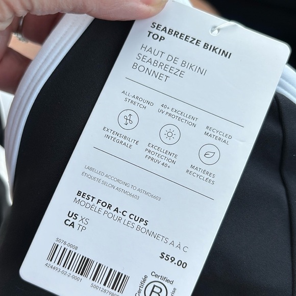 NWT Athleta Seabreeze Bikini Black Top Size XS (Best for A-C Cups) - Picture 8 of 9
